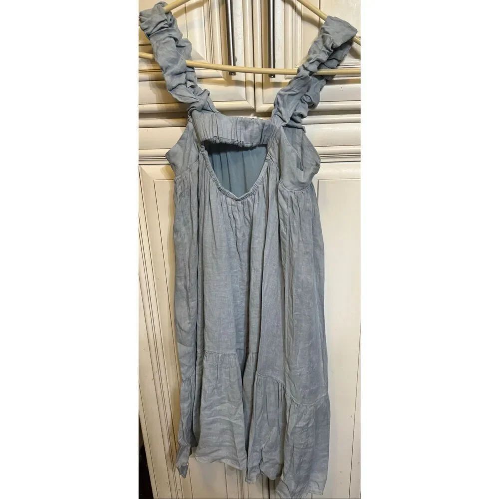 Zara Girls Elasticized Cutout Back Tiered Midi Dress Blue Size 9